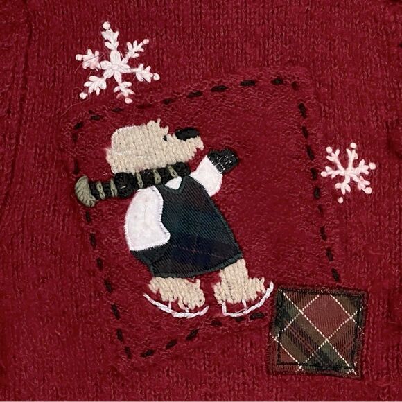 Croft & Barrow Skating Bears Silk Wool Sweater Size XL - Picture 7 of 13